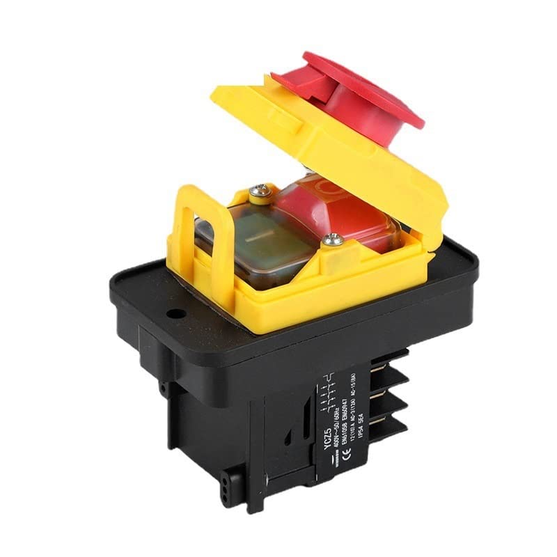 Electromagnetic Switch Starter 10 Pin On Off 15A 400V Reset Button with BCover Lock BYCZ5-A 1Pcs