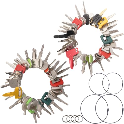 Image of Multi Type Heavy Equipment Master Keys, 72 Contractor Excavator Dozer Skid Steer Loader Forklift Roller Operators Keys Fit Case JCB Kubota KOM Volvo CAT JLG Hyster Hitachi John Deere JD