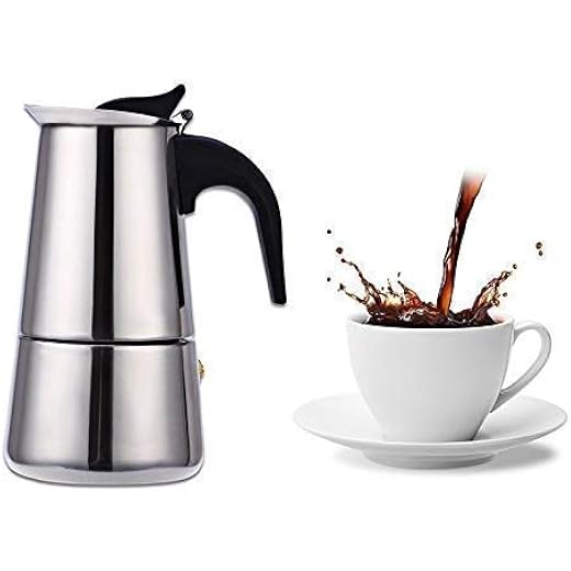 Vinsh Enterprise Stainless Steel Stovetop Coffee Percolator | Indian Coffee Maker | Stovetop Espresso Maker | Espresso Coffee Percolator Machine | Percolator Coffee Maker Moka Pot - (Silver, 6 Cups)