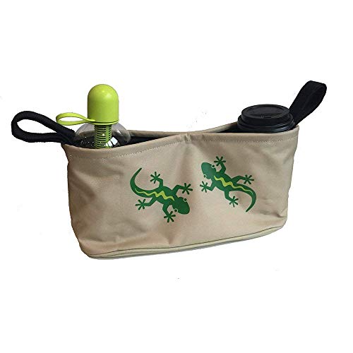 BundleBean - Buggy-Organizer - Wickeltasche - passend für die Griffe von Kinderwagen/Buggy/Sportwagen oder Rollstuhl - Geckos