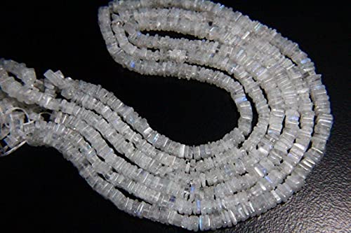 LKBEADS 40 cm pełny sznur naturalny tęczowy kamień księżycowy Heishi koraliki od 4 mm do 5 mm kwadratowy kształt biały kamień księżycowy kamień szlachetny koraliki sznur gładkie kamienie szlachetne