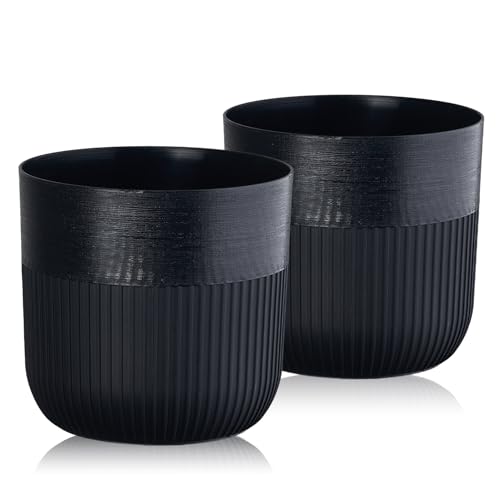 Tymar Blumentopf, Übertopf, 2er-Pack_Luca Petit (ø 12 cm; Schwarz)