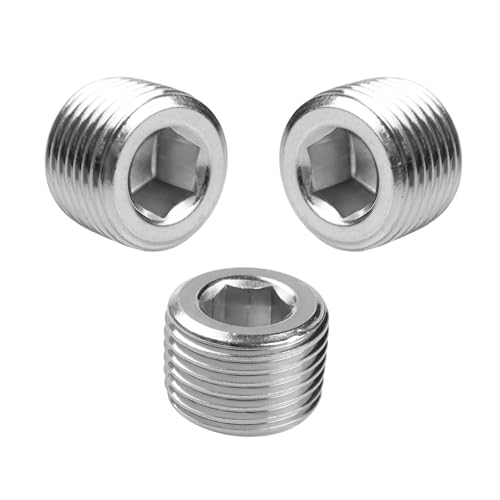 PDETVEO 3 Pack 1/2 Inch Stainless Steel Pipe Plug Fitting Countersunk Thread Internal Hex Head Male Pipe