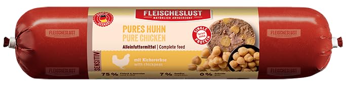 Fleischeslust Pures Huhn mit Kichererbse Sensitiv Wurst (1 x 800 Gramm)