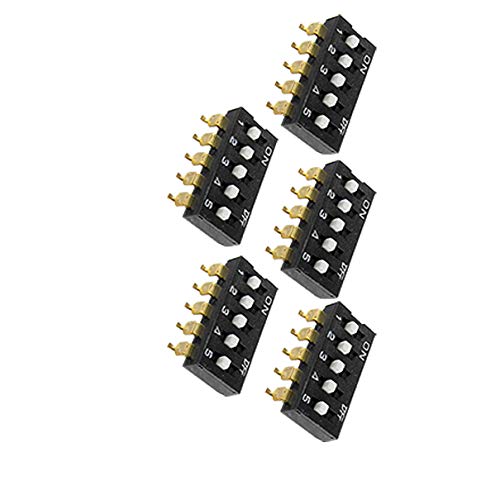 Aexit 5 Pcs Wall Switches Dual Row 5 Position 2.54mm Pitch SMT Type DIP Dimmer Switches Switch