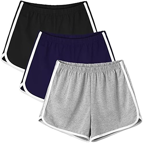 Motarto 3 Pieces Cotton Sports Short Dance Yoga Shorts Elastic Waist Athletic Shorts Running Shorts for Women
