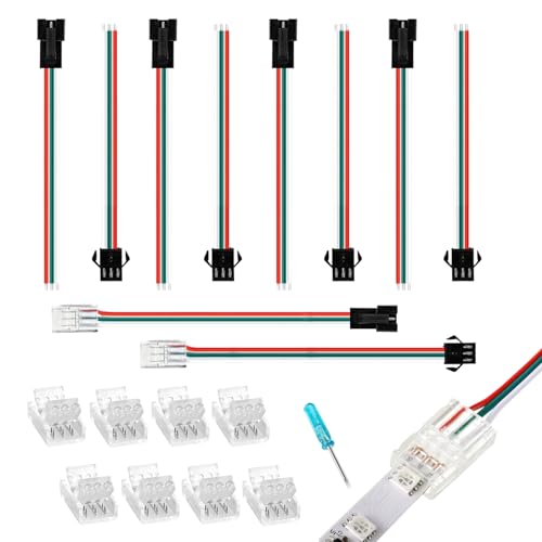 GXILEE 3 Pin LED Strip Connector Kit, 10 Pack Solderless 3 Pin Connectors, 5 Pairs JST SM Connectors for WS2812B WS2811 WS2812 WS2814 SK6812 CCT LED Strip Lights