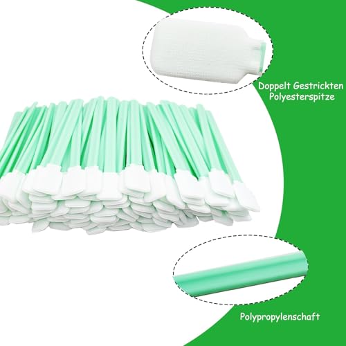 FLEXNOVA 100 Stück Reinigungsstäbchen, Mini Reinigung Stäbchen Fusselfrei für Abfluss Leder Alkohol, Reinigungstupfer Wattestäbchen Lang Cleaning Sticks für Tintenstrahl Kamera Linsen Reinigung
