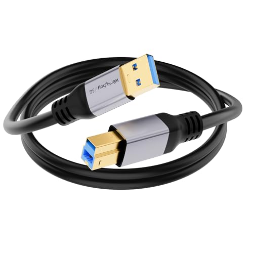 Werkybay 0.2m Cable de Impresora USB B 3.0, USB A Macho a USB Tipo B Macho, 5Gbps Super Speed, 20cm Cables de Carga para USB 3.0 Hub, Discos Duros Externos, Escáner, Impresora, Docking Station etc.