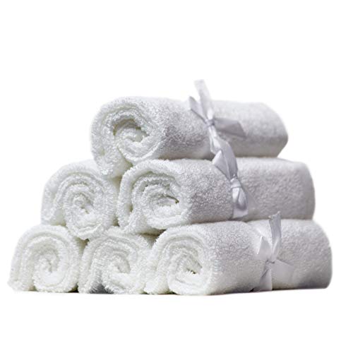 Baby Washcloths - Super Soft and Ultra Absorbent Newborn Bath and Face Bamboo Towels - Reusable Delicate Skin Baby Wipes - 6 Pack White - by Softnest