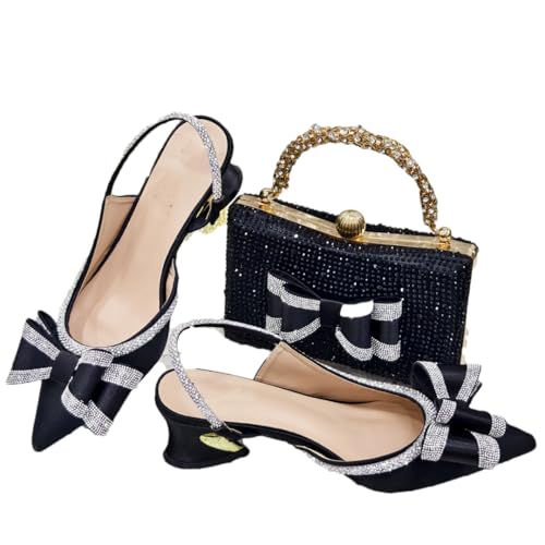 Chaussures et sac vin nœud strass ensemble de créateur en velours brillant de soirée