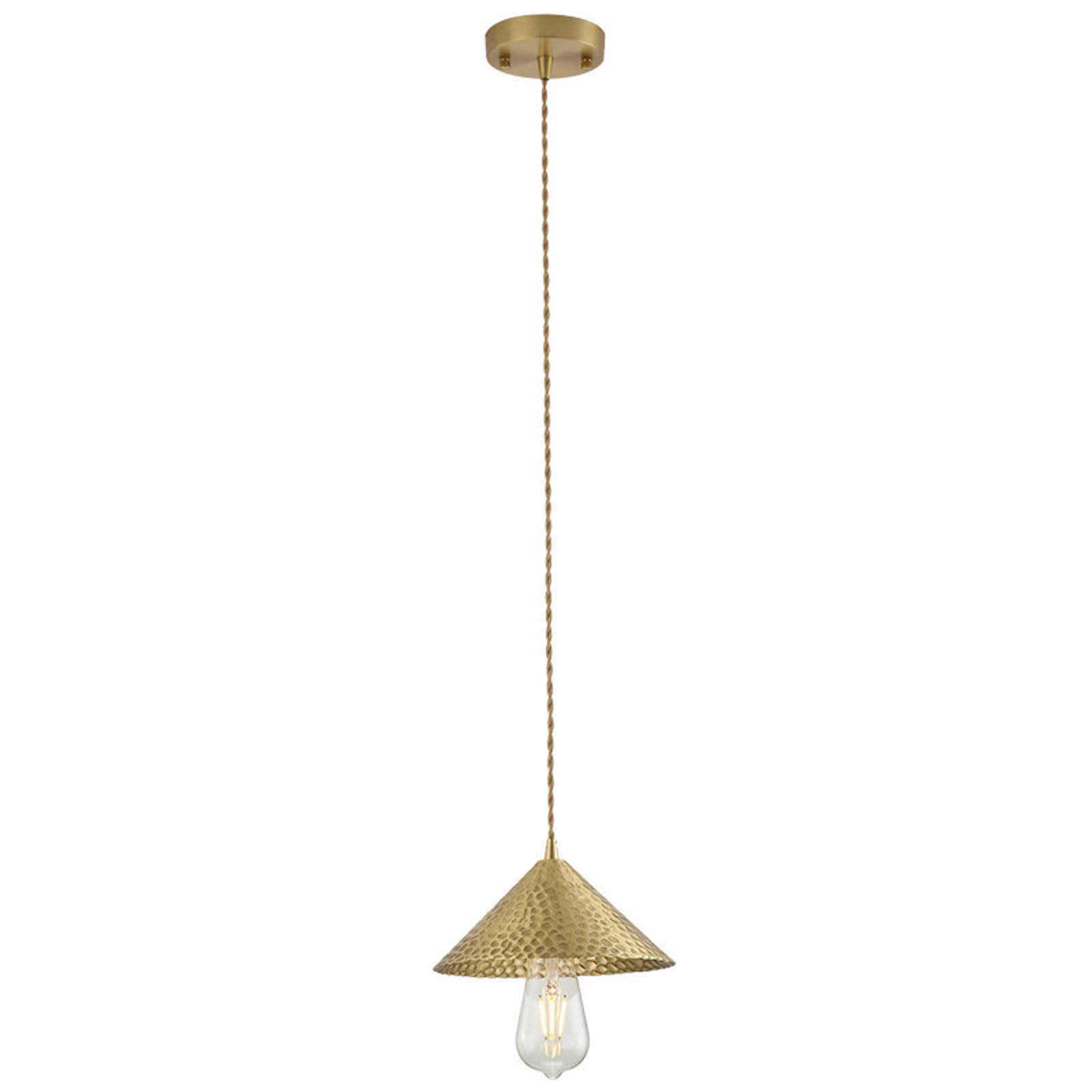 RSZCSMO 7.09in All-Brass Trumpet Flower Bedside Pendant Light E26 Warm Light Brass Color Single-Head Dining Hanging Lamp, Accent Wall, Bar Counter, Dining Table Lighting Fixture