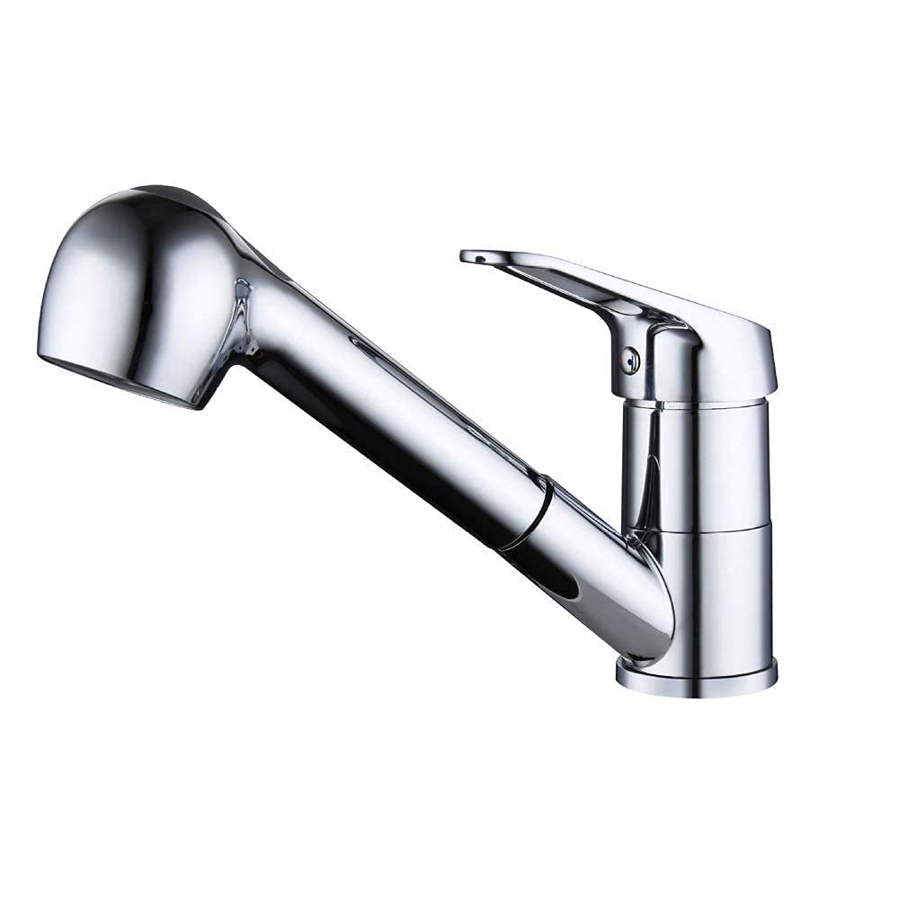 Grifo mezclador monomando de latón cromado para lavabo de cocina