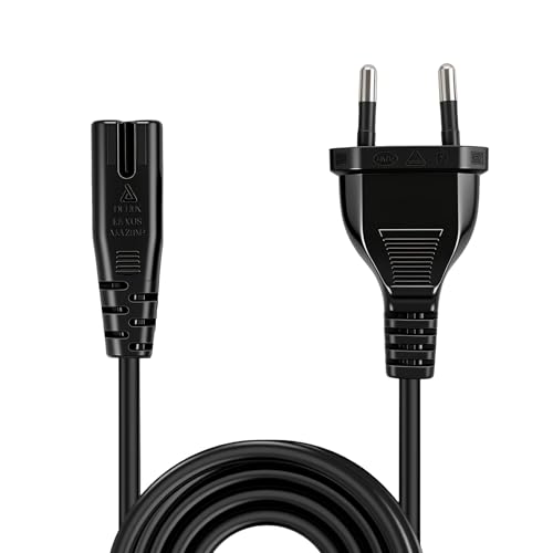1.5M Câble d’Alimentation EU Plug C7 Bipolaire 2, Cable Secteur 2 Broches pour TV Console Lecteur Blu-Ray Décodeur Barre de Son Appareils Électroniques et...