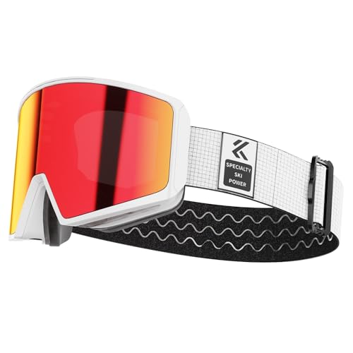 KAPVOE Gafas de Esquí Mujer hombre Gafas de Snowboard 100% Protección UV400 Gafas de Ski Gafas Nieve Anti Niebla Ski Goggles Adultos Juventud Máscara de Esquí Compatible con Casco Rojo 03