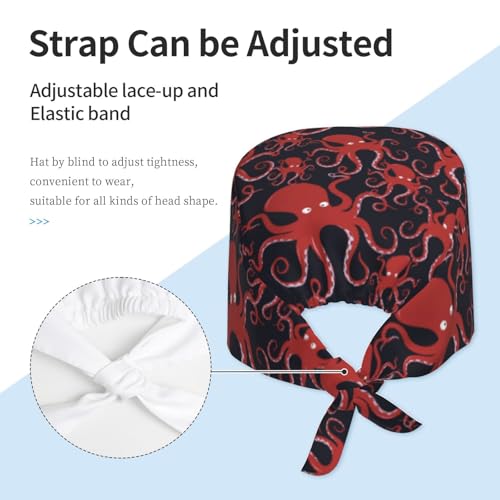 Image of Surgical Caps Men Women, Scrub Cap with Sweatband Adjustable | Tie Back Nurse Cap, Nursing Breathable Working Hat, Scrub Cap, Medical Hats