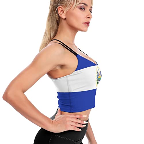 El Salvador Flag Womens's Padded Sports Bras Camisole Yoga Fitness Running Crop Top4