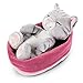 NICI 47144 Kuscheltier pink-lilanem Körbchen 16 cm – Sleeping Kitties Plüschtier Mädchen, Jungen & Babys – Stofftier Katze zum Kuscheln, Spielen & Schlafen – Gemütliches Schmusetier, Grau