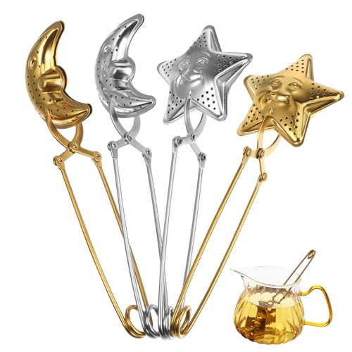 CAXUSD 4 Pack Star Strainer Fine Mesh Loose Leaf Tea Steeper Colorful Options