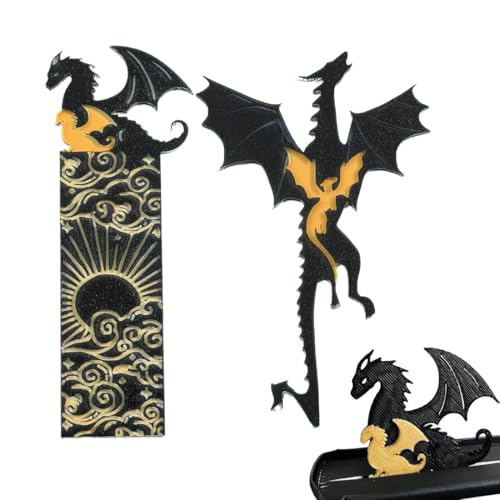 DIMENSIONE MODERNA: lo splendido segnalibro a forma di drago nero e oro misura 17 x 6,5 x 0,2 cm e si adatta a diversi tipi di libri. Lo spessore moderato di 0,2 centimetri impedisce che i libri o le pagine vengano danneggiati, garantendo un utilizzo senza preoccupazioni.