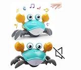 Cangrejo de juguete interactivo, juguetes musicales con luz LED para niños pequeños, evita automáticamente obstáculos, juguetes interactivos para niños, dos opciones para música o silencio
