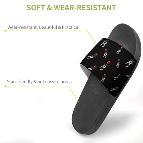 Awareness Red Tulips Gray Ribbon Non Slip Slides Sandals for Women Men Quick Drying Shower Shoes for Bathroom Pool Beach3