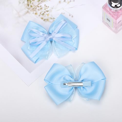 Pinzas para cabello con moño azul, set de 2 miniatura 6