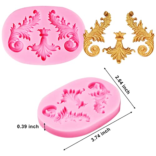 Silicone Fondant Molds, AIMEIKI 3 Pack 3D Baroque Fondant Molds Scroll Border Lace Silicone Molds Curlicues Gum Paste Candy Chocolate Molds for Birthday Wedding Party DIY Cake - Image 5