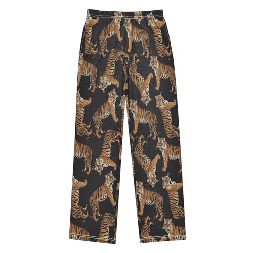 Tigers Boys Long Pants Soft Trousers Elastic Waist Kids Lounge Bottoms with Pockets S-XL