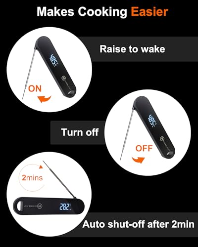 Image of Charmline 0.5 Sec Instant Read Meat Thermometer Digital, 180 Auto-Rotating Display LED, Food Thermometer for Cooking, Baking and Grilling, Dual Battery Design for Longer-Lasting Performance