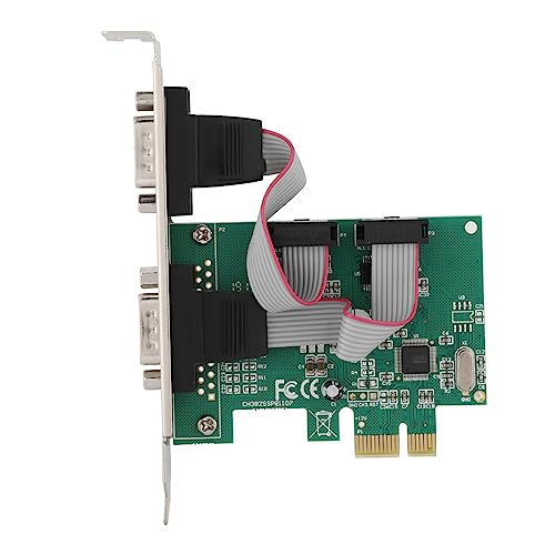 Fockety Convertidor de Adaptador de Tarjeta PCI-E PCI Express con Puerto Serie de Alta Velocidad para Uso Industrial, Adaptador RS-232 COM a PCI-E de 2 Puertos para POS de PC