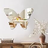 Tumecos Shatterproof Scratch Resistant Acrylic Mirror for Wall Decor, Butterfly Mirror Decoration for Bathroom, Entrance, Living Room, Bedroom, and Kid's Room, Frameless,No-Punch,Easy to Install