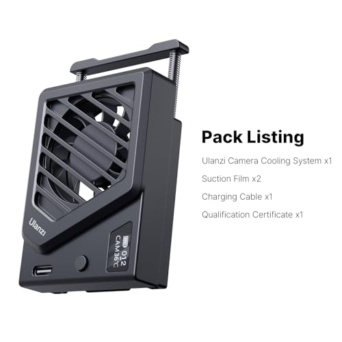 Upgrade ULANZI Camera Cooling Fan for DSLR Cam for Sony/Canon/FUJIFILM/Nikon DSLR Suction Cup Mount Camera Cooling