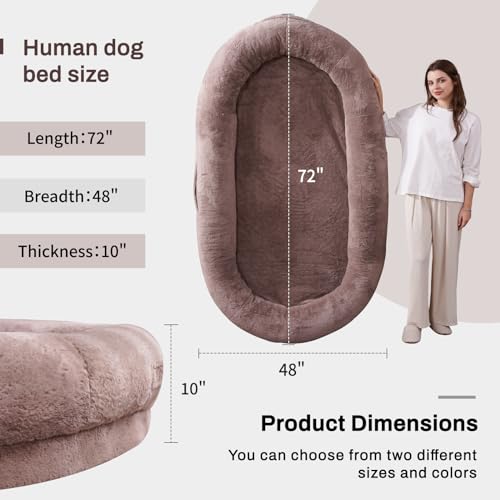 Human-Dog-Bed-for-Adult-People-724810-Giant-Dog-Bed-for-Adult-Pet-with-Blanket-and-Storage-Pocket-Washable-Fur-Cover-Camel Human Dog Bed for Adult People 724810 Giant Dog Bed for Adult Pet with Blanket and Storage Pocket Washable Fur Cover Camel