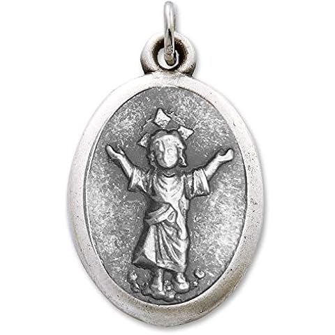 Catholica Shop Lot of 12 - Oxidized Silver Tone Divine Child Divino Niño Medal Pendant - 1 Inch Cover