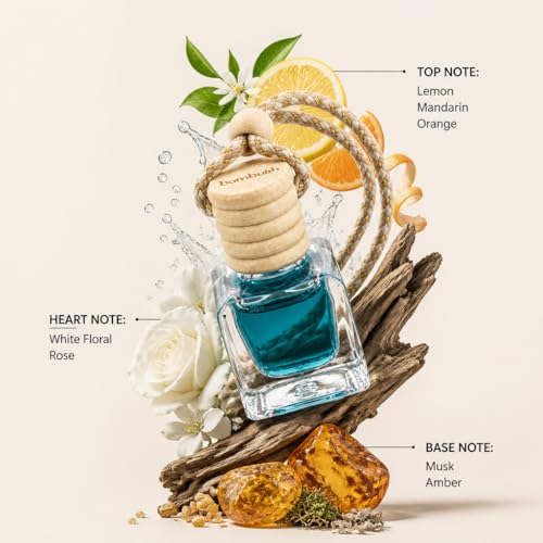 Image of Citrus Bloom Car Air Freshener Hanging Perfume | Long Lasting Fragrance | Lemon, Mandarin, Orange, White Floral & Rose Notes | Premium Car Perfume for Car, SUV, Office & Home | 10ml