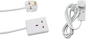 PRO ELEC PEL00898 1 Gang Extension Lead 1m, White & PELB1913 2 Gang Extension Lead White, 2m