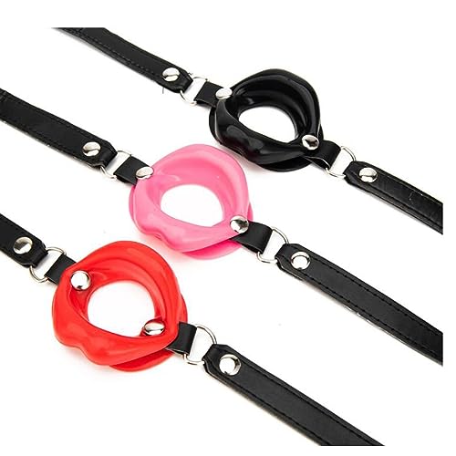 Image of Leather Restraints Ball Mouth Plug Silicone Bondage Ball Gag Red Lips BDSM Toys Adjustable Strap Adult Toys Silicone Restraint Slave SM Game for Lover Couple (B4)