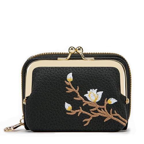 Linpr Porte Cartes de crédit Femme en Cuir, Pochette à Monnaie avec Plusieurs Fentes Carte, Petit Vintage Porte Monnaie avec Fermeture Éclair, Portefeuille...