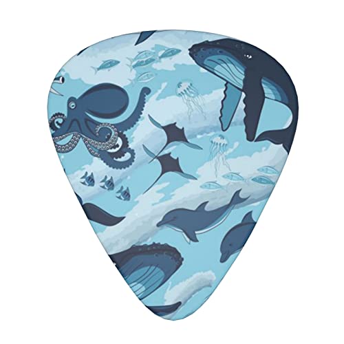 Ensemble de 12 médiators de guitare poisson et poulpe pour guitare acoustique, guitare électrique, contrebasse, ukulélé - Les Beatles, Paul McCartney, John Lennon, RIngo Starr, George Harrison Ensemble de 12 médiators de guitare poisson et poulpe pour guitare acoustique, guitare électrique, contrebasse, ukulélé