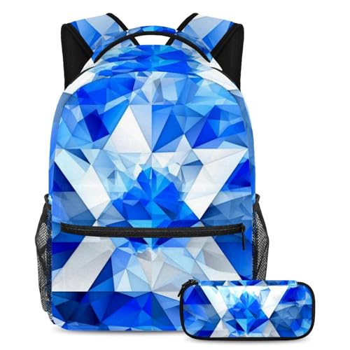 Sac à dos avec trousse imprimé drapeau bleu grand modèle fini le désordre scolaire