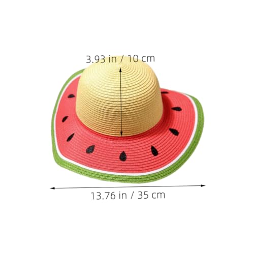 ABOOFAN Girls Wide Brim Watermelon Sun Hat Uv Straw Cap for Toddlers Lightweight and Portable for Outdoor Activities and Travel Ages2