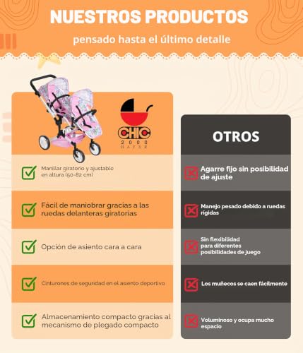 Cochecito doble para muñecas de 50 cm y carro plegable Bayer Chic 2000 5