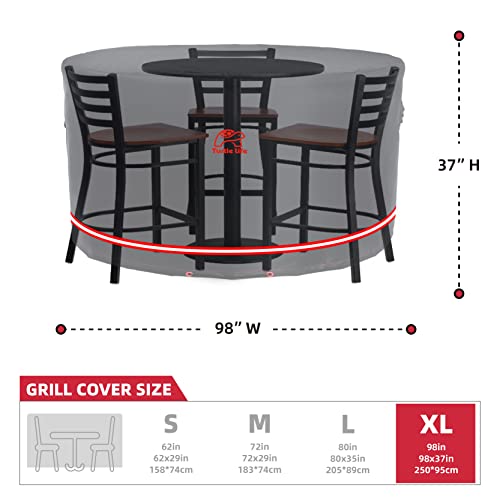Turtle Life Patio Furniture Sets Cover, Heavy Duty Round Outdoor Dinning Table And Chairs Cover, No Fading Away Within 2 Years, Black, Dia 98" X 37" H #TOP2