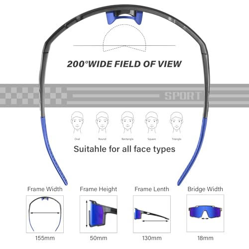 Image of Polarized Sport Sunglasses Men Big Frame Fishing Mountain Bike Goggles, 3pcs-black+blue+tea, One Size