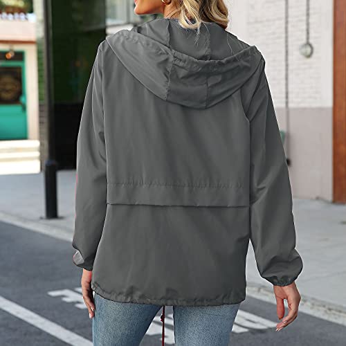 Cdiecer Women Waterproof Raincoat Plus Size Lightweight Rain Jacket Hooded Rain Coat Outdoor Active Windbreaker With Pockets #TOP2