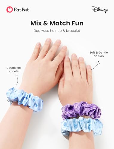 Image of Disney Frozen Scrunchies for Girls, 3PCS Satin Hair Ties & Ponytail Holders, Elsa Hair Accessories for Kids, No Damage No Crease Scrunchies, Birthday Gifts for Toddler Girls