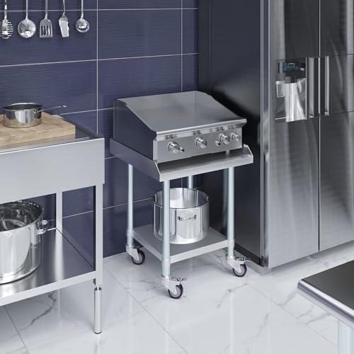 Image of AmGood Stainless Steel Equipment Stand - Heavy Duty, Commercial Grade, with Undershelf, NSF (24 inch Width x 24 inch Length + Casters)