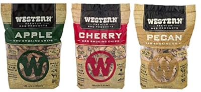 Ultimate Western BBQ Smoking Wood Chips Variety Pack Bundle (3)- Apple, Pecan, and Cherry Flavors
