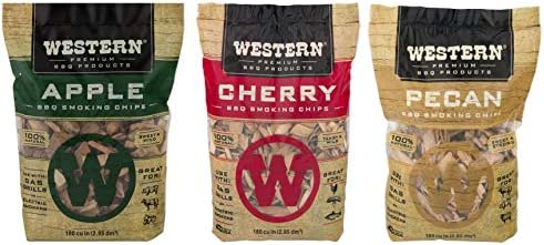 Ultimate Western BBQ Smoking Wood Chips Variety Pack Bundle (3)- Apple, Pecan, and Cherry Flavors